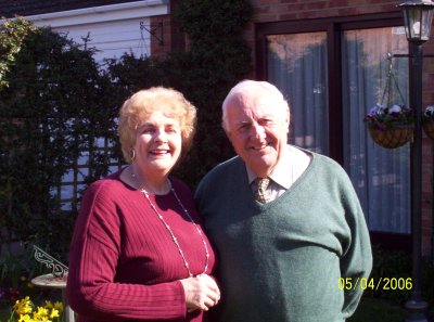 Valerie and Brian Mott pictured in their front garden in Radley in April 2006