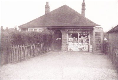 B&W photograph of the grocery and general stores started by Gilbert's grandfather in the early 1930s at their bungalow on the Foxborough Road in Radley